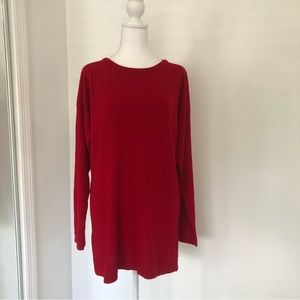 EXPRESS Tricot Women Red Boat Neck Drop Shoulder Ribbed knit Sweater Sz M